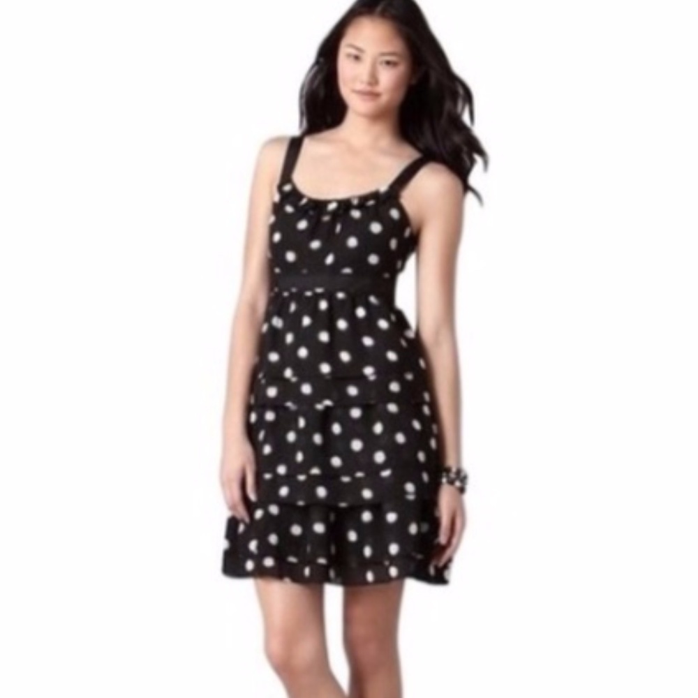 LOFT Tiered Polka Dot Ruffle Dress Size 12
